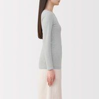 無印良品 レディース 婦人 フライス編みクルーネック長袖Ｔシャツ 婦人Ｌ グレー 良品計画