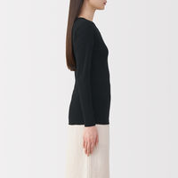 無印良品 レディース 婦人 フライス編みクルーネック長袖Ｔシャツ 婦人Ｌ 黒 良品計画