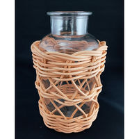 アビテ 花瓶 ラタンガラスボトル Sサイズ ガラス ブラウン 411403 1個（直送品）