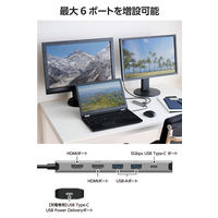 ドッキングステーション タイプC ハブ 6in1 HDMI×2 USB-C USBハブ DST-M060BPSV エレコム 1個（直送品）