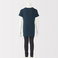 無印良品 キッズ フライス編みクルーネック半袖Ｔシャツ(インナー) １４０ ネイビー 良品計画