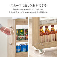 【軒先渡し】萩原 隙間収納ワゴン 幅120×奥行580×高さ850mm RCC-1532WH 1台（直送品）