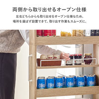 【軒先渡し】萩原 隙間収納ワゴン 幅120×奥行580×高さ1810mm RCC-1535WH 1台（直送品）