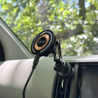 MagSafe対応 車載ワイヤレス充電器 エアコン吹き出し口用 ロングアーム ブラック  MagSafe非対応機種・ケースも使える（直送品）