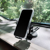 車載ホルダー ダッシュボード用 真空吸着＆粘着固定 ロングアーム Bタイプ ブラック（直送品）