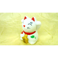 いよせき 招き猫〈両手あげ〉置物 60×50×H70mm 漢白玉 アラバスター 011318-b 1個（直送品）