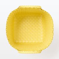 無印良品 再生ポリプロピレン入り 梱包用バンド 手編みバスケット 中 イエロー 約直径３３×高さ２５ｃｍ 良品計画