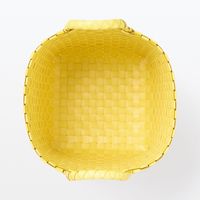 無印良品 再生ポリプロピレン入り 梱包用バンド 手編みバスケット 小 イエロー 約直径２５×高さ２０ｃｍ 良品計画
