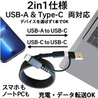 FSC TypeーC 2in1 充電・データ通信マグネットケーブル<ブラック> FS-C2in1-BK 1個