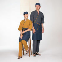 住商モンブラン 作務衣 3-524_S はっぴ 兼用 7分袖 鶯/紺 S 1ケース(1個)（直送品）