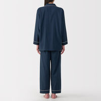 無印良品 レディース 婦人 脇に縫い目のない 二重ガーゼ長袖パジャマ 婦人ＸＬ ダークネイビー 良品計画