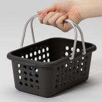 収納バスケット　ニ ハンドル付バスケット ダークグレー　幅16.7×奥行25×高さ9.9cm　1個 オリジナル