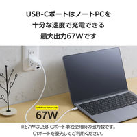 エレコム USB充電器 タイプC PD 67W USBーC×2 A×1 パソコン充電 顔 EC-AC10367WF 1個