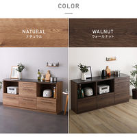 オープン収納×2+引き出し収納  幅1800×奥行440×高さ850mm ウォルナット SH-22-CKS180-AAC 1台（直送品）