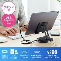 サンワサプライ タブレットスタンド付きUSBドッキングハブ USB-3TCH29BK 1個（直送品）