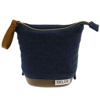 サンスター文具 ペンポーチ DELDE デルデ Denim ダークブルー S2284448 1セット(3個)（直送品）
