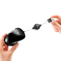 有線マウス　静音　3ボタン　小型サイズ　ブルーLED　MA-BLMA8BK　サンワサプライ　1個