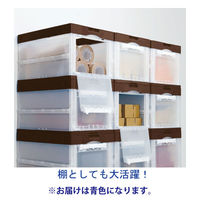 【折りたたみコンテナ】 アスクル 「現場のチカラ」 扉付き折りたたみコンテナ 75L・長辺扉 青色 ブルー 1個  オリジナル