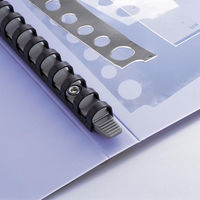 リヒトラブ クリヤーポケット 1組=10枚入 中台紙付 A4S 30穴 藍 N-2006 1組