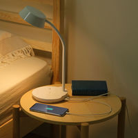 アイリスオーヤマ LEDデスクライトQi充電シリーズ 平置きタイプ 調光・調色 ホワイト LDL-QFDL-W 1台