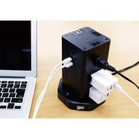 磁気研究所 タワー型電源タップ PD対応USB充電ポート4個口、コンセント差込12個口 HD-AC12C2U2BK 1個