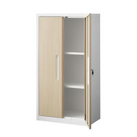 スマイル スチールストレージ（幅600mm） 3段 両開き オーク木目（鍵付・シリンダー錠） 幅600×奥行350×高さ1110mm 1台（取寄品）