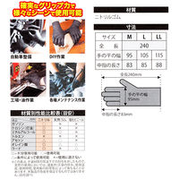 【使いきりニトリル手袋】 川西工業 アイアングリップハード #2064 粉なし ブラック M 1箱（50枚入）