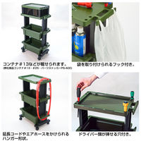 JEJアステージ ツールワゴン テーブルタイプ（天板テーブル 1台・ボックス2段タイプ） グリーン 1セット（3台:1台×3）