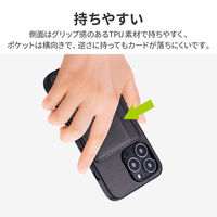MSソリューションズ iPhone 13 Pro ポケット兼スタンド付PUレザーケース ダークグレー LP-IP21SHCBK 1個