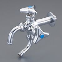 エスコ PJ1/2” 二口ホーム胴長水栓 EA468CE-5A 1個（直送品）