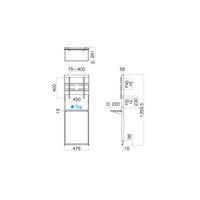 ハヤミ工産 TIMEZ EW 壁面スタンド ～65Ｖ型 幅476×奥行58×高さ1360mm ブラウン 1台（直送品）