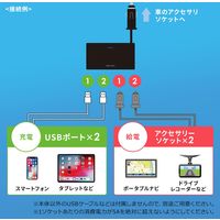 サンワサプライ USBチャージャー付2連ソケット(2ポート・4.8A) CAR-CHR78CUN 1個（直送品）