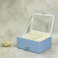 MOJYU ジュエリーボックス アシャ 2段 セレストブルー JWB-018 1台（直送品）