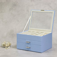 MOJYU ジュエリーボックス アシャ 3段 セレストブルー JWB-025 1台（直送品）