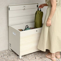 MOJYU パオラ ベンチ収納宅配ボックス グレージュ/ホワイト木目 1台（直送品）