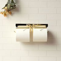 MOJYU 真鍮トイレットペーパーホルダー エリエット ダブル ゴールド PH-032 1台（直送品）