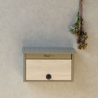 MOJYU リア 壁掛けポスト ミルクティーベージュ/ホワイト木目 1台（直送品）