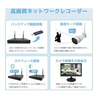 ワイヤレス300万画素防犯カメラ(2台)・録画機 (HD500GB付)セット(モニター無し) SEC-W-M2CH-500 1セット（直送品）