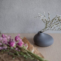 丸利玉樹利喜蔵商店 花瓶 AYAフラワーベース フラット 陶器 ブラック 409584 1個（直送品）