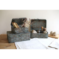 SOW 収納ボックス アンクブリキボックス S 小物入れ ふた付き 幅25.5×奥行17×高さ11cm 486131 1個（直送品）