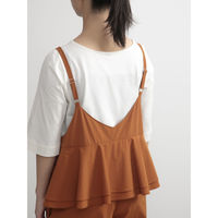 ウェーブ エプロン 無地 おしりフリルオールインワン COCOWALK キャメル 412183 1個（直送品）