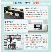 Netforce イーセンブリー スチール 両開き書庫 2段 シリンダー錠 幅800×奥行400×高さ750mm ダークブラウン 1台（直送品）