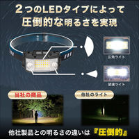 ヘッドライト LED 充電式 ネックライト 17時間点灯 ケース付き Cercano (2 黒色) 1セット（2個）（直送品）