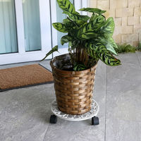 アイアン製プランタースタンドキャスター付28cm deacor デーコル 2個組 IF-N0036-2P-WHT 1セット(2個入)（直送品）