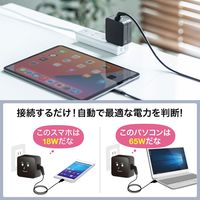 サンワサプライ USB Power Delivery対応AC充電器(PD65W・ケーブル一体型) ACA-PD76BK 1個（直送品）