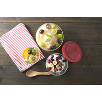 HARIO（ハリオ） 耐熱ガラス製保存容器 丸セット レッド 1セット（3個入：300ml、600ml、1200ml×各1個）