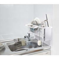 tower（タワー） スリーウェイ水切りワイヤーバスケット 2段 スリム ホワイト 1個 山崎実業 キッチン収納