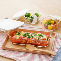 HARIO（ハリオ） スタッキング 耐熱ガラス製保存容器 コンテナ 1セット（6個入） KSTL-5004-OW 日本製