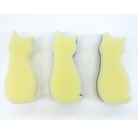 スポンジ キッチン用 キズをつけにくい ソフトスポンジ 抗菌 ねこ 1パック（3個入） ワイズ