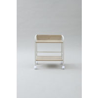 山善 YAMAZEN キャスター付リビングラック 2段 幅420×奥行275×高さ480mm ナチュラルメイプル／アイボリー 1台（直送品）